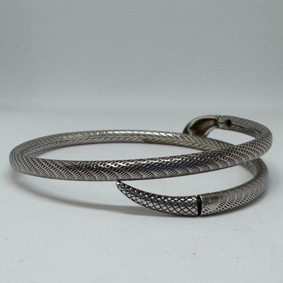 Etched Vintage Sterling Silver Snake Bracelet - Picture 2 of 4